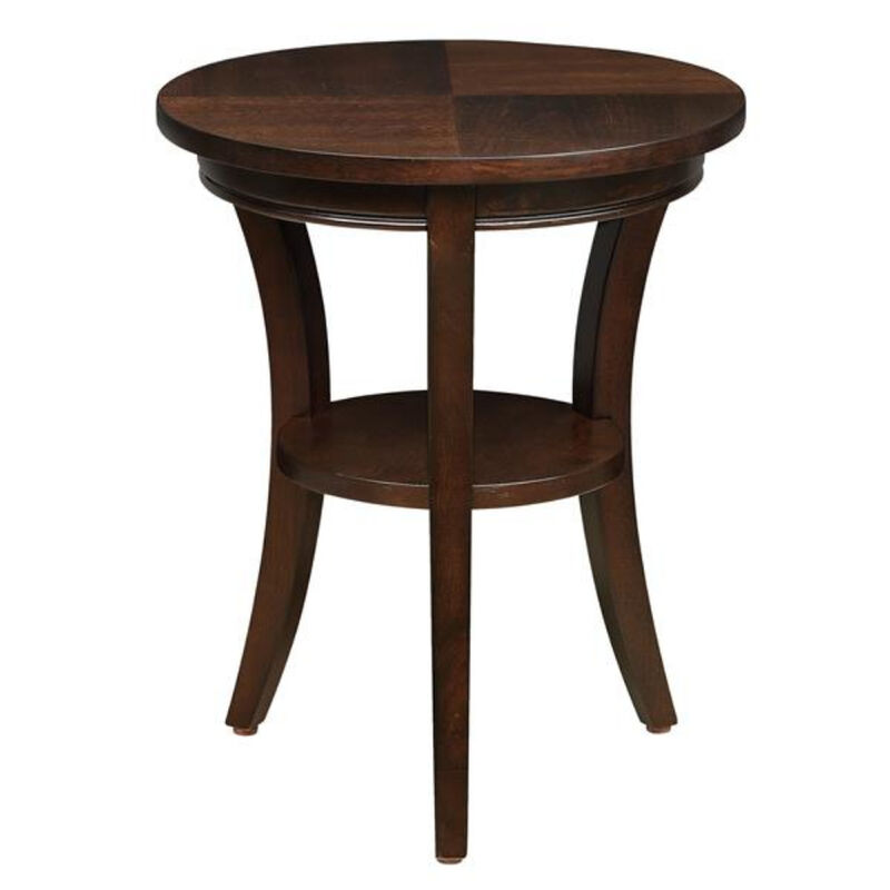 Small Round End Table with Open Shelf, Wood Accent Table for Living Room & Bedroom