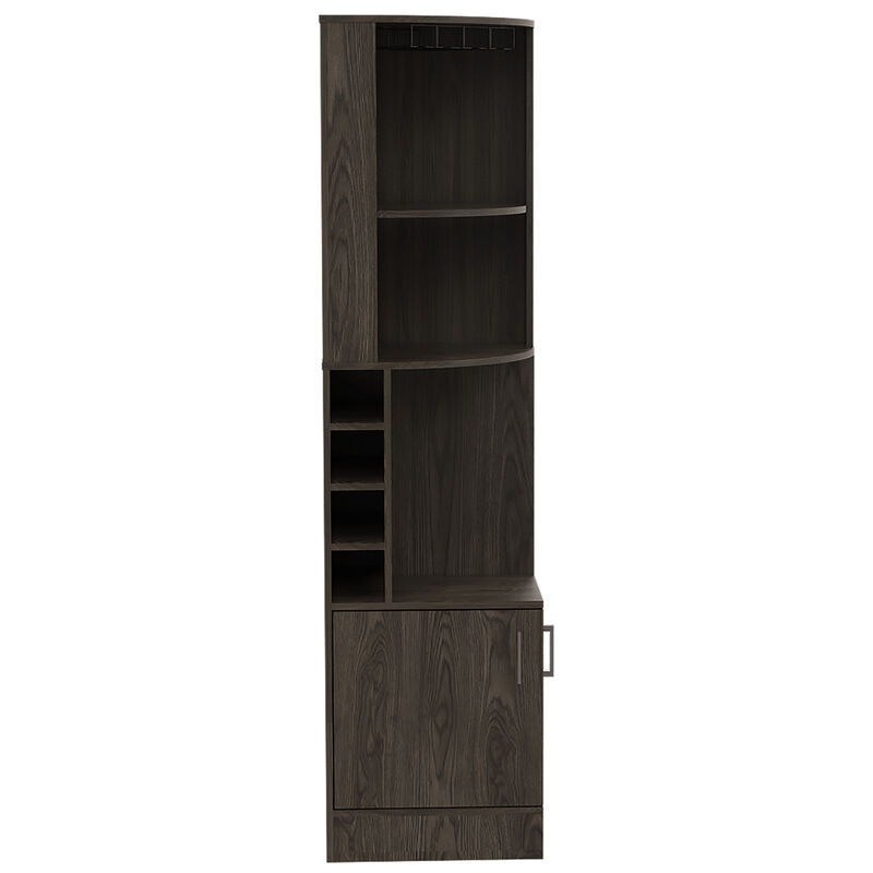DEPOT E-SHOP Egina Corner Bar Cabinet, Two External Shelves, Dark Walnut