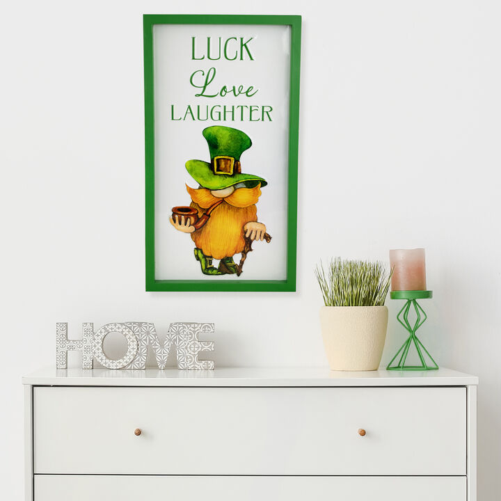 Luck Love Laughter St. Patricks Day Framed Wall Sign - 18"