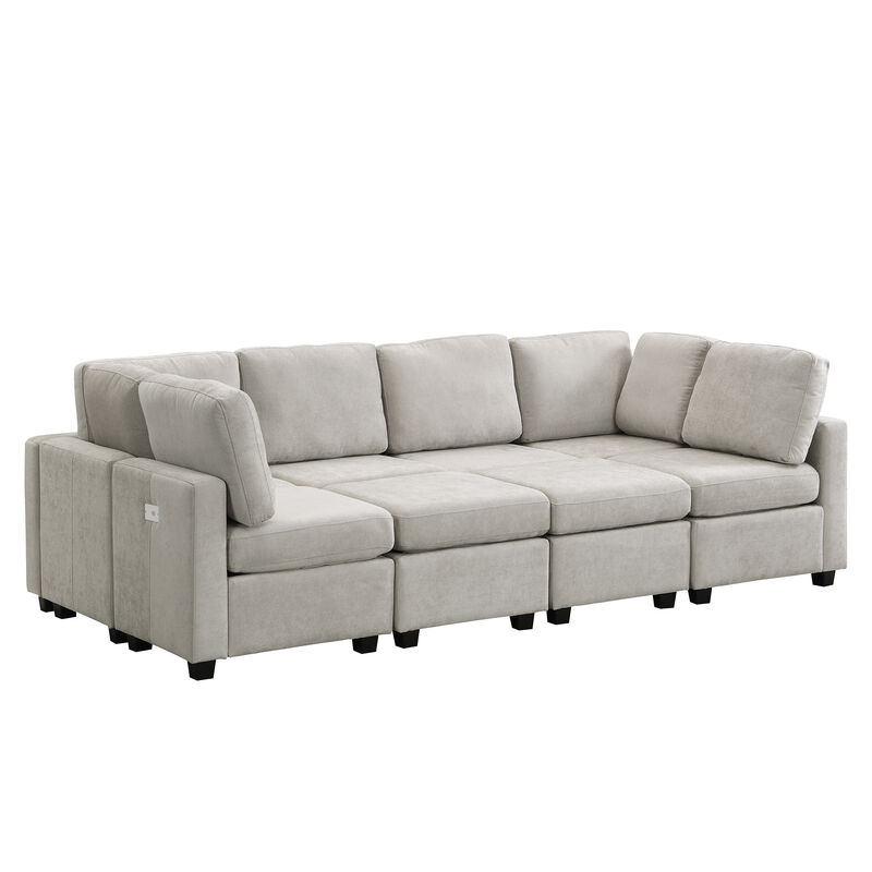 Merax  Sectional Sofa Sleeper Sofa Couch with USB Ports