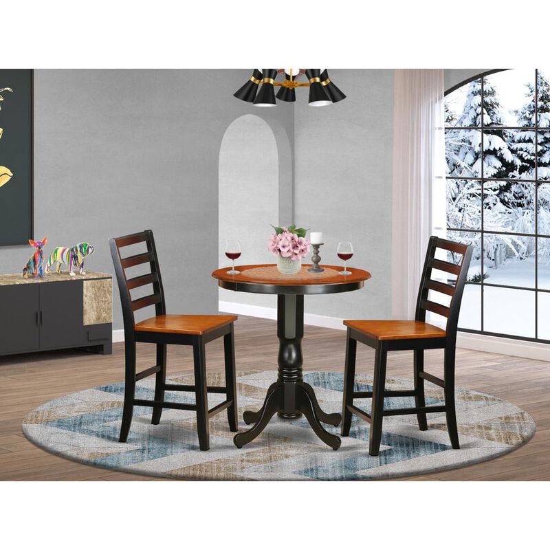 East West Furniture 3  Pc  counter  height  set-pub  Table  and  2  Kitchen  bar  stool