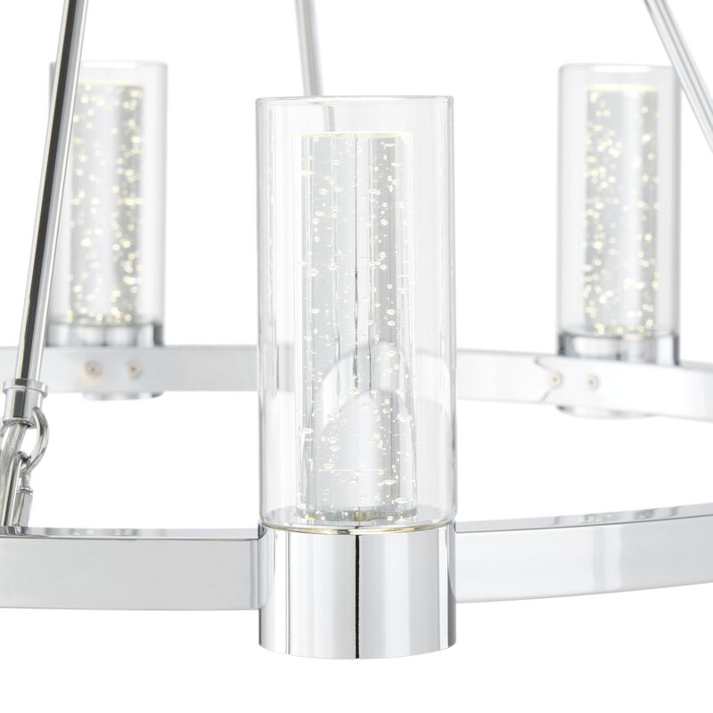 Victory Chandelier Chrome Metal and Acrylic 8 LED Lights Dimmable