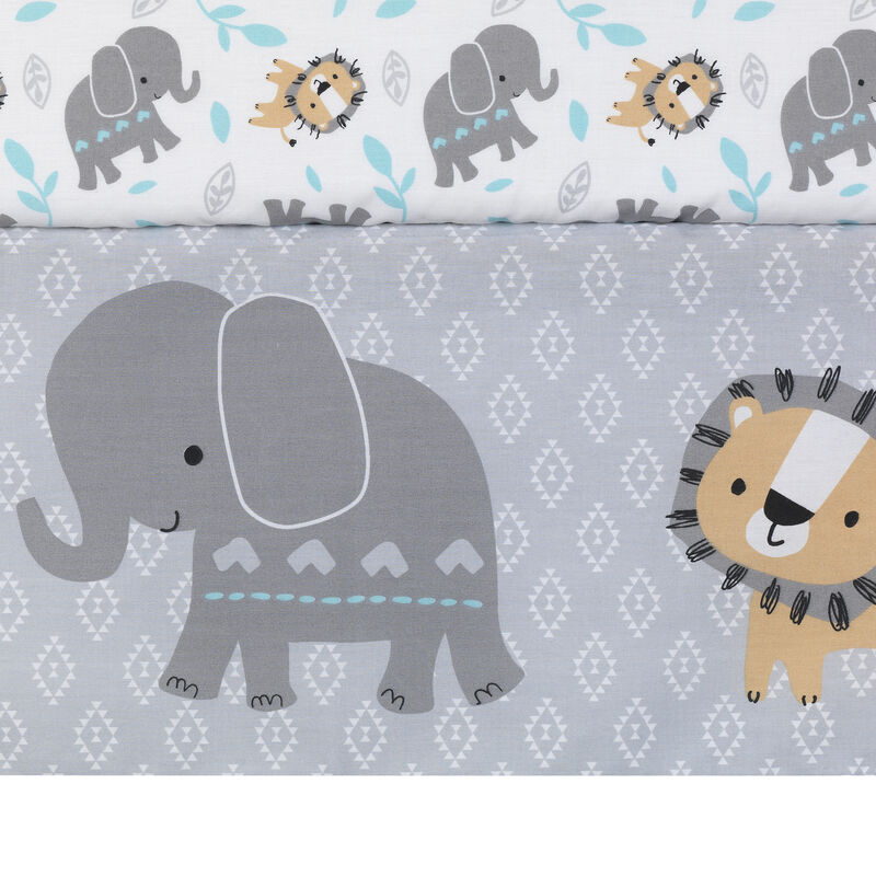 Bedtime Originals Jungle Fun 3-Piece Crib Bedding Set - Blue, Gray, White