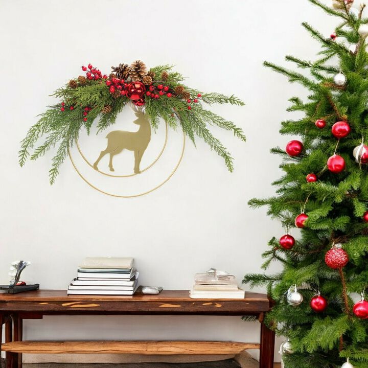 Deer and Pine Wall Décor for Rustic Holiday and Winter Home Decorationc