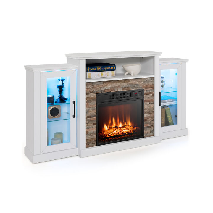 LED Fireplace TV Stand with 16-Color Lights for TVs