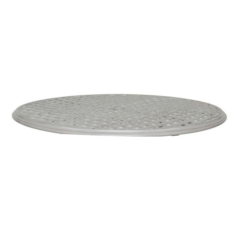Wynn Outdoor Patio Dining Table, 49 Inch Round Lattice Top, Aluminum, Gray