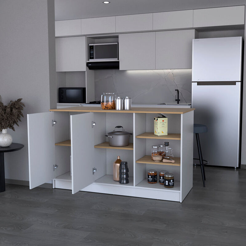 Kitchen Island Leoti, Kitchen, White