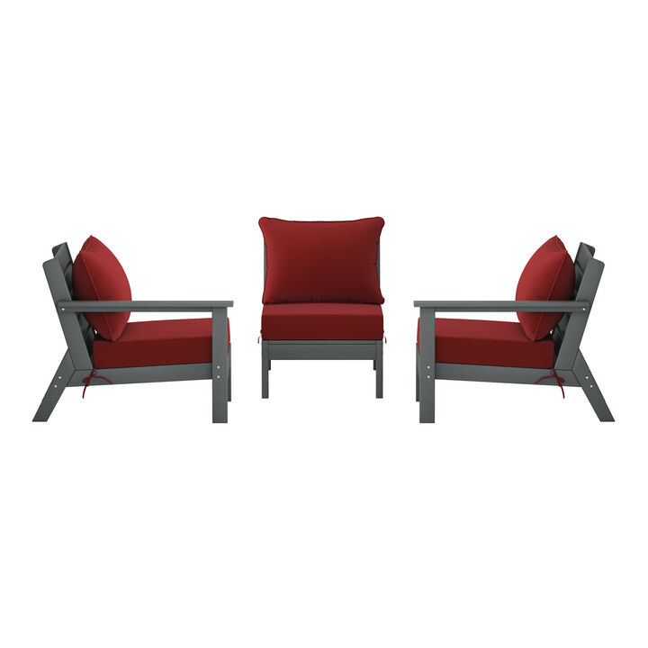 WestinTrends Outdoor Patio HDPE Sectional Sofa with Patio Cushions