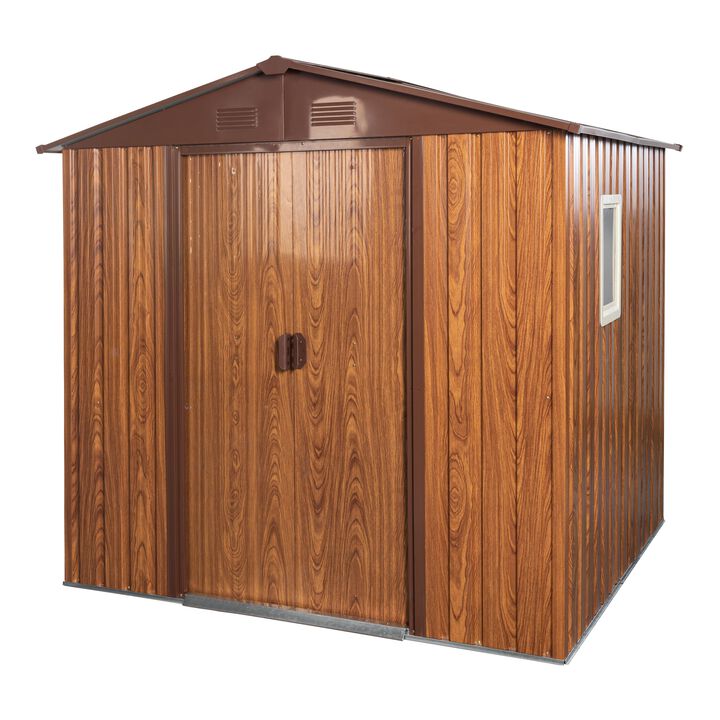MONDAWE 6ft x 6ft Outdoor Metal Storage Shed with Metal Floor Base With window