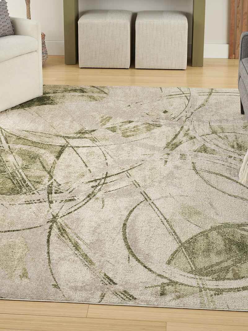 Astra Machine Washable ASW14 Beige/Green 7'10" x 10' Rug