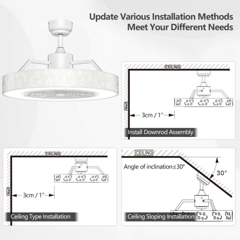 Hivvago 23 Inch Ceiling Fan with LED Light and Remote Control