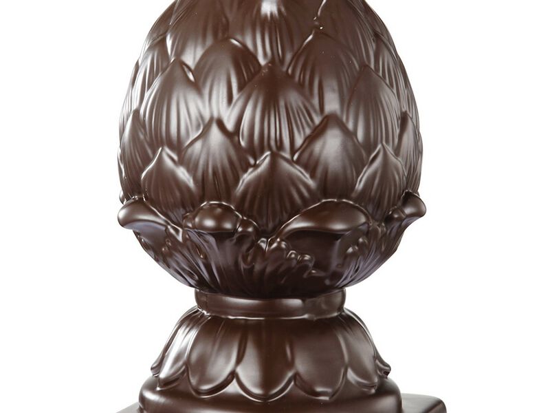 Ceramic Artichoke Bookends on Square Base, Pair of 2, Brown - Benzara