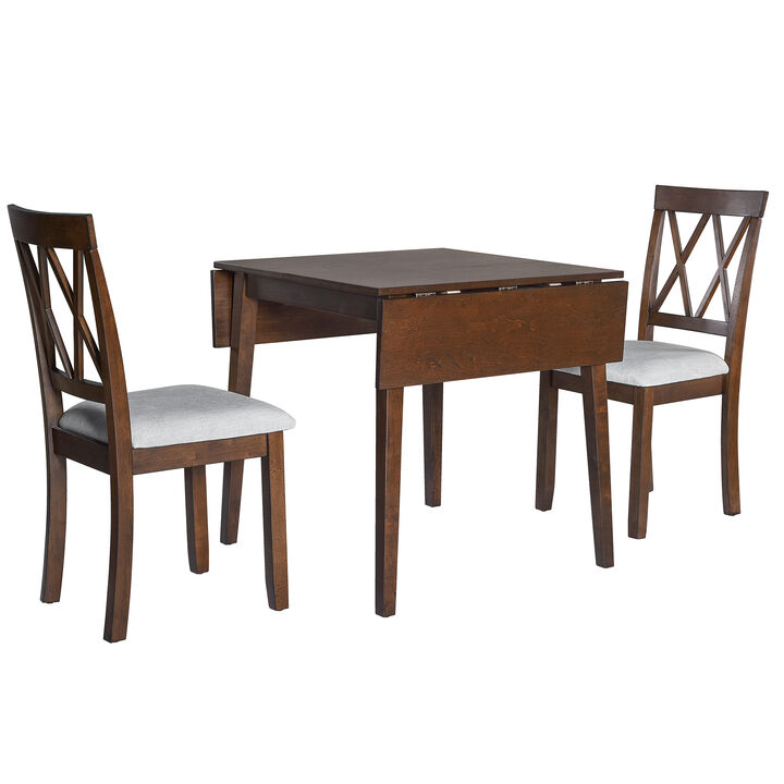 Merax Extendable Dining Table and 2 Upholstered Chairs Dining Set