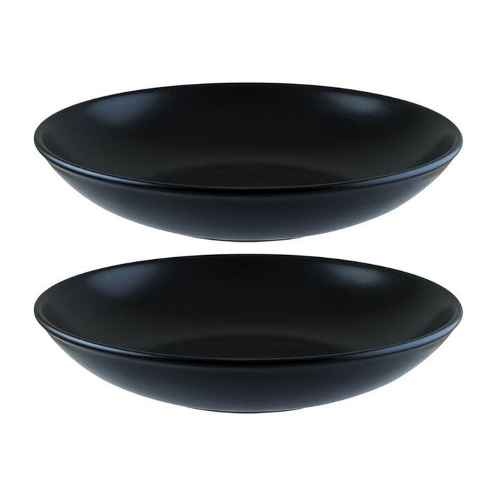 Notte dia.10" h:2" 44 oz. Round Black Porcelain Bowl (Set of 2)