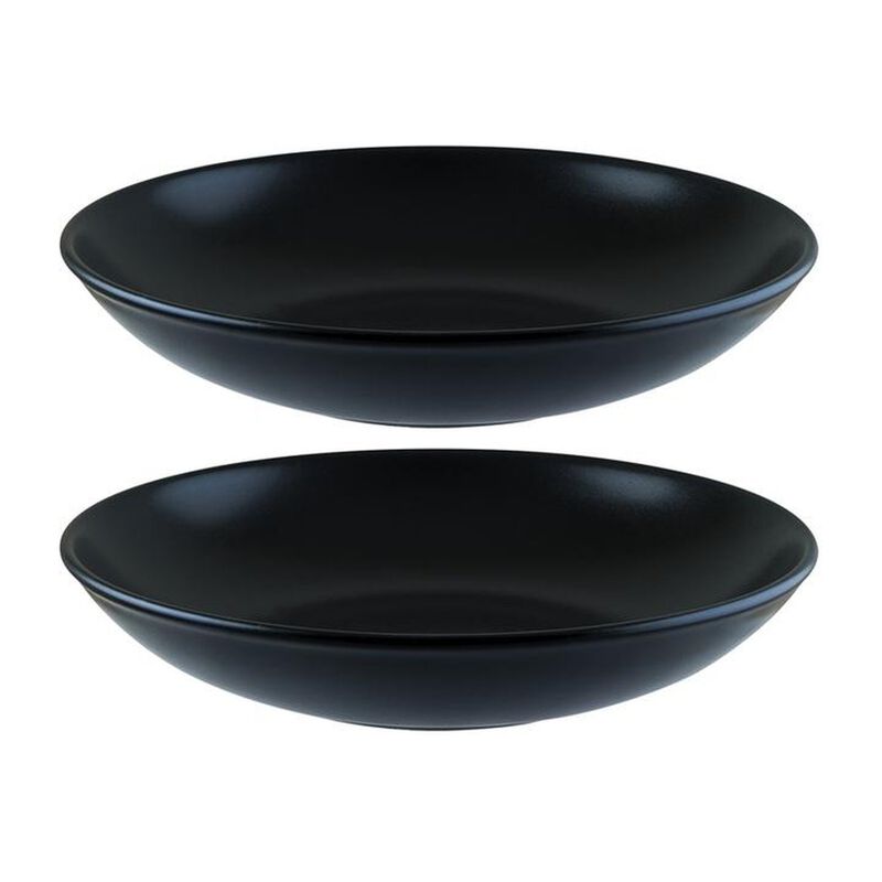 Notte dia.10" h:2" 44 oz. Round Black Porcelain Bowl (Set of 2)