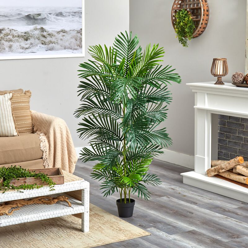 Hivvago 5 Feet Areca Artificial Palm Tree UV Resistant (Indoor/Outdoor)