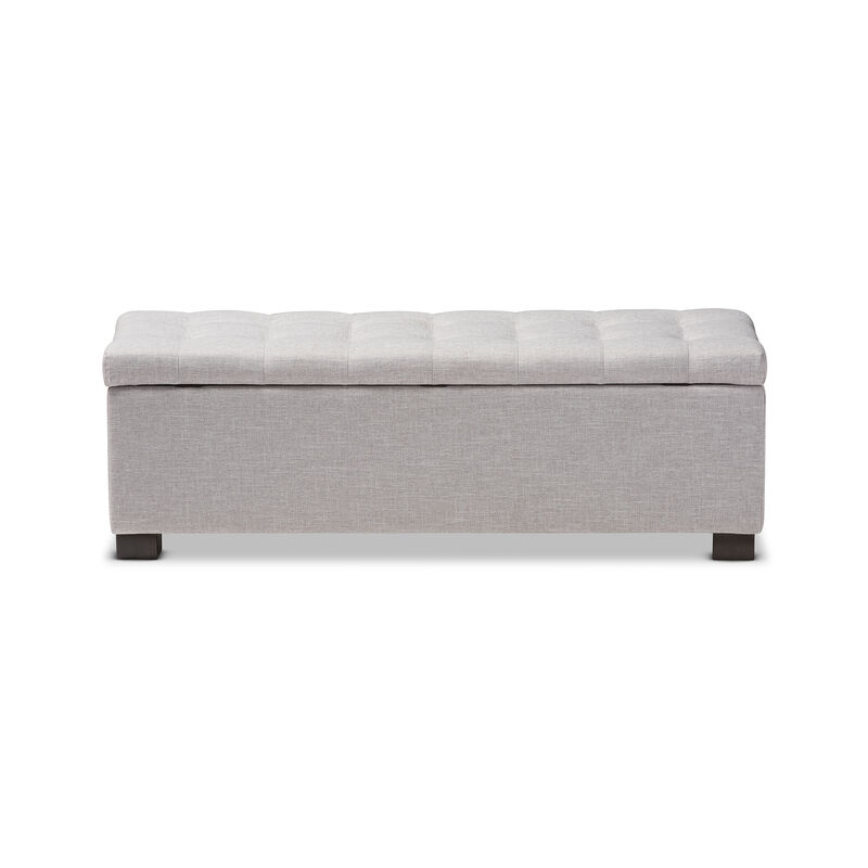 Baxton Studio Roanoke Modern Cream Fabric Upholstered Grid Tufting Storage Ottoman Bench