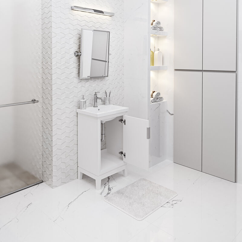 Elsa 20 In. Integrated Ceramic Sink Top Bath Vanity in Pure White