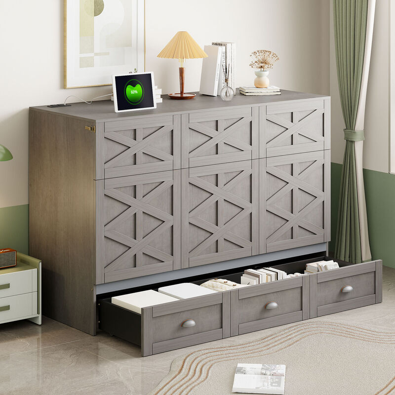 Merax Murphy Bed Cabinet with A Large Drawer