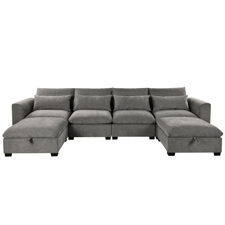 Merax Modular Corner Sofa with 2 Ottomans