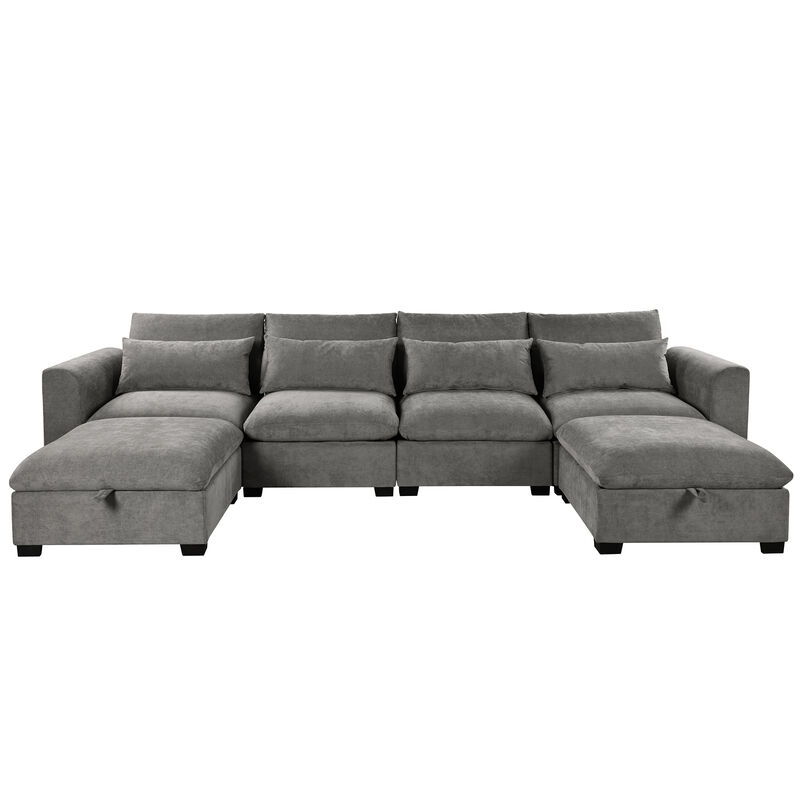 Merax Modular Corner Sofa with 2 Ottomans