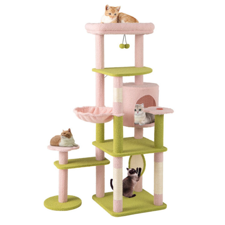 Cat Tree Multi-Level Aesthetic Beach-Themed Kitten Tower