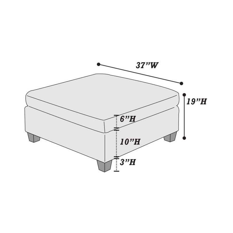 1 Piece Ottoman Only Grey Chenille Fabric Cocktail Ottoman Cushion Seat Living Room Furniture