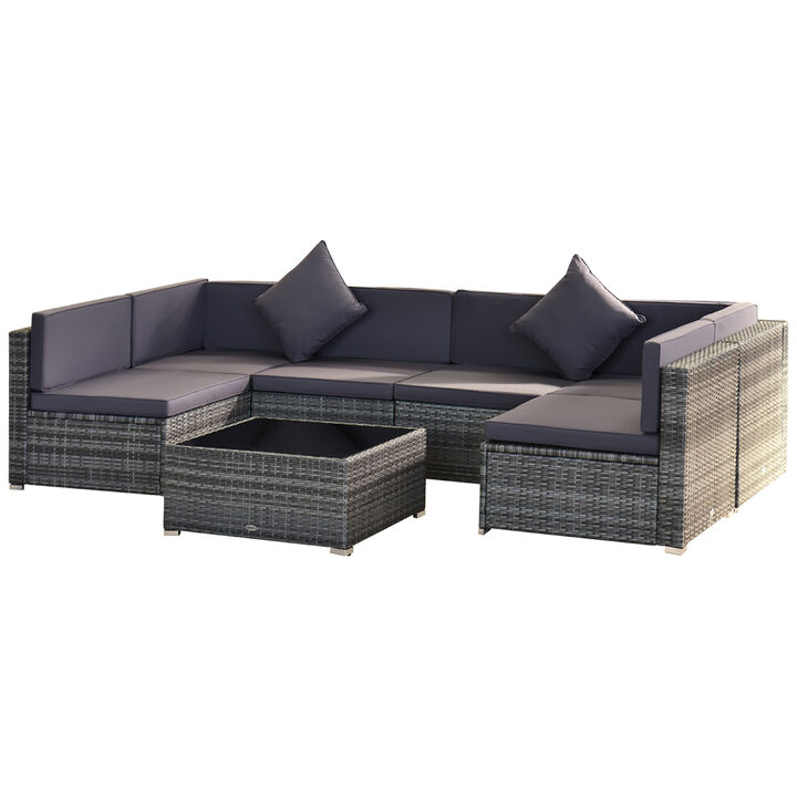 7PC Rattan Wicker Sofa Set Sectional Couch Cushioned Furniture Patio Outdoor