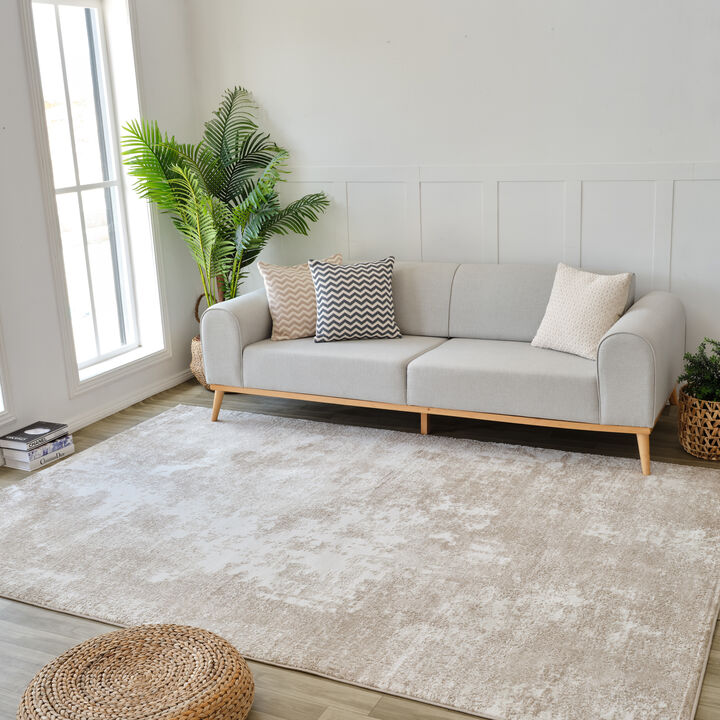 Nomad Abstract Modern Beige Cream Indoor Area Rug