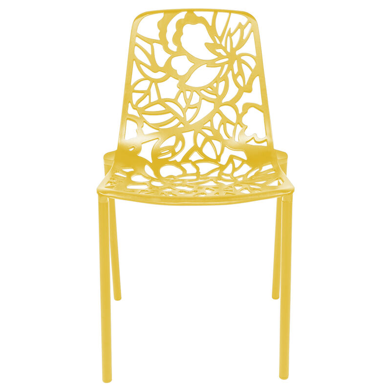 LeisureMod Devon Modern Indoor Outdoor Aluminum Dining Chair in Khaki Green