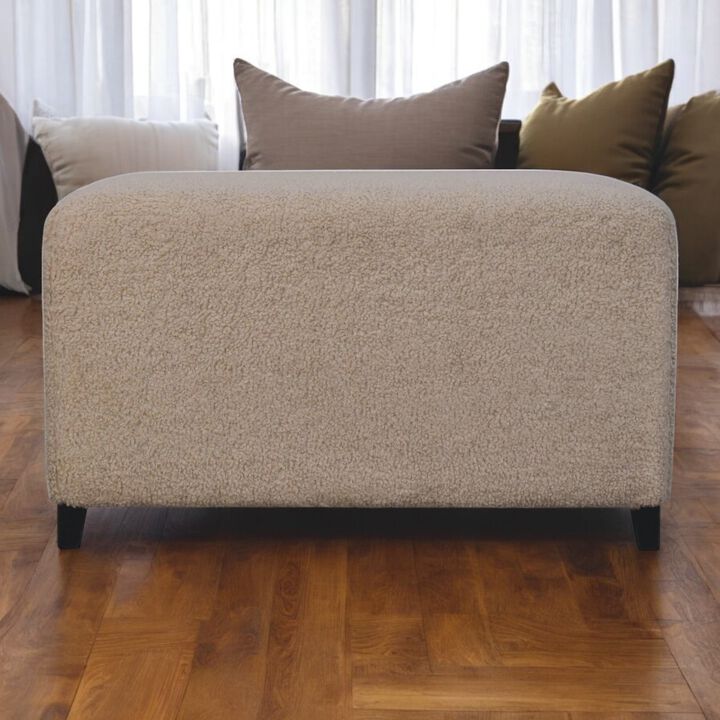 Artisan Furniture Solid Wood Bliss Cream Bouclé Ottoman