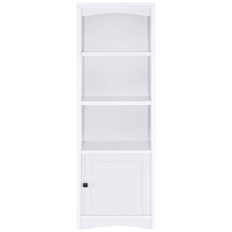 Donna Media Tower Pier Cabinet, Adjustable Shelves, White Wood 71 Inch - Benzara