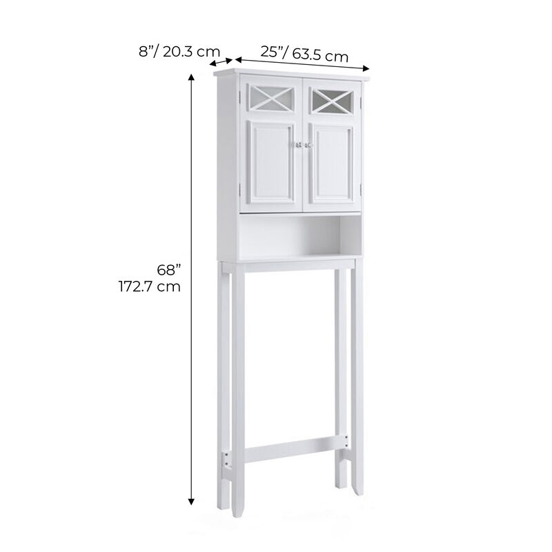 Teamson Home Dawson Wooden Space Saver with Cross Molding and 2 Doors, White