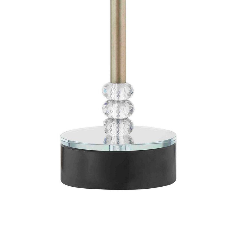 Dany 24 Inch Table Lamp with Crystal Drum Shade, Black Metal, Antique Brass-Benzara