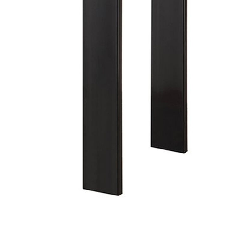 48 Inch Modern Sofa Console Table, Frosted Glass Shelf, Chrome, Black-Benzara