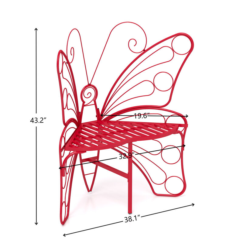 Butterfly Cast Metal Garden Bench, Outdoor Bench Patio Seat, Park Bench Outdoor Seating for Garden, Yard, Park, Entryway