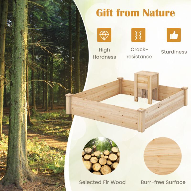 Hivvago 49 x 49 x 10 Inch Raised Garden Bed with Compost Bin and Open-ended Bottom