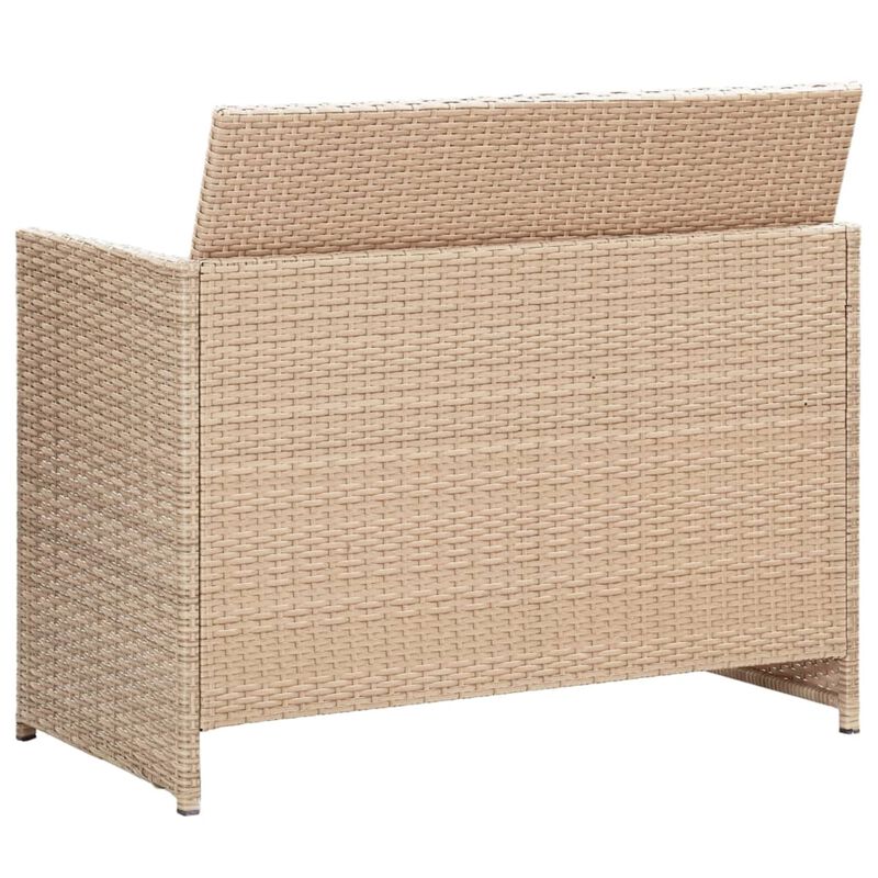 vidaXL 2 Seater Garden Sofa with Cushions Beige Poly Rattan