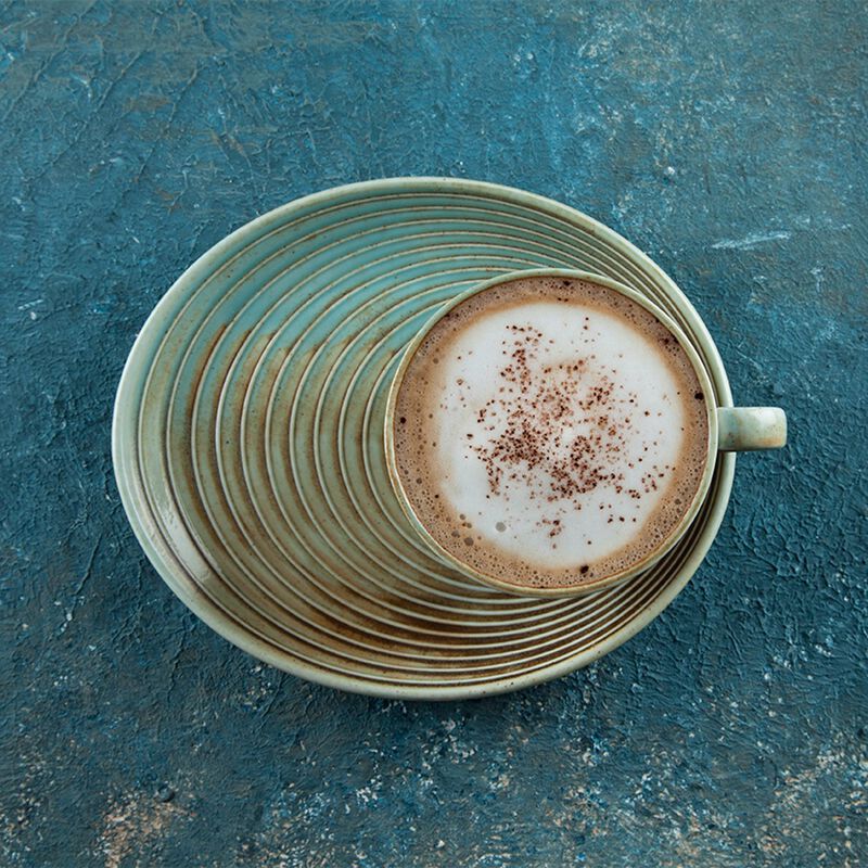 Coral Coffee Cup+Snack Saucer Set for 2