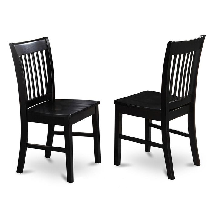 East West Furniture Norfolk Dining Chair Wood Seat Black Finish, Set of 2
