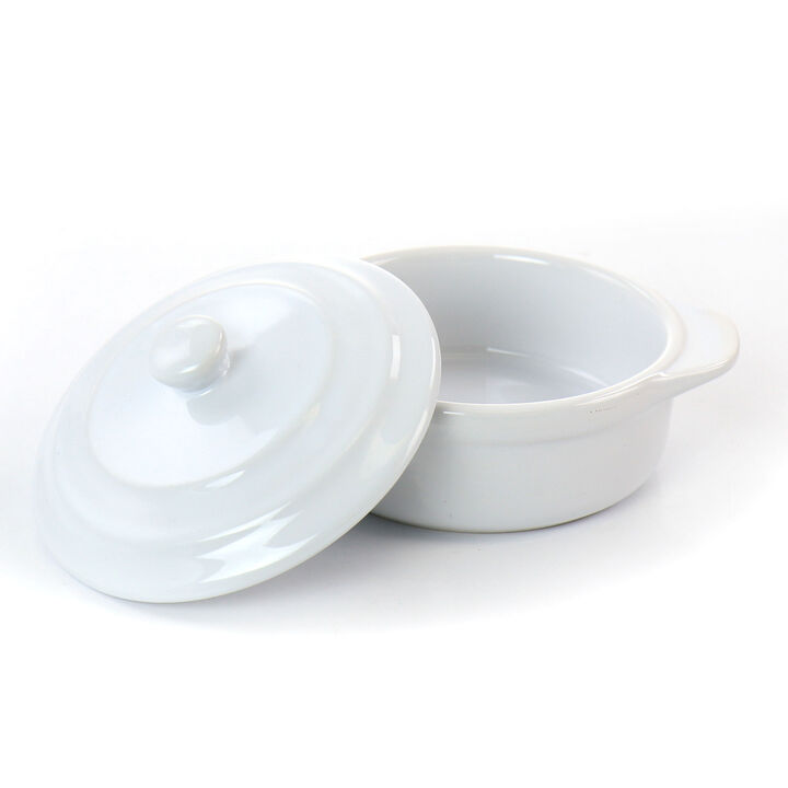 Martha Stewart Stoneware Casserole with Lid in White