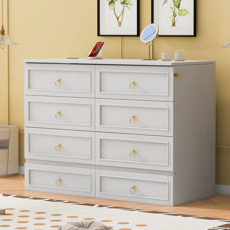 Merax Wooden Murphy Bed with Large Drawers