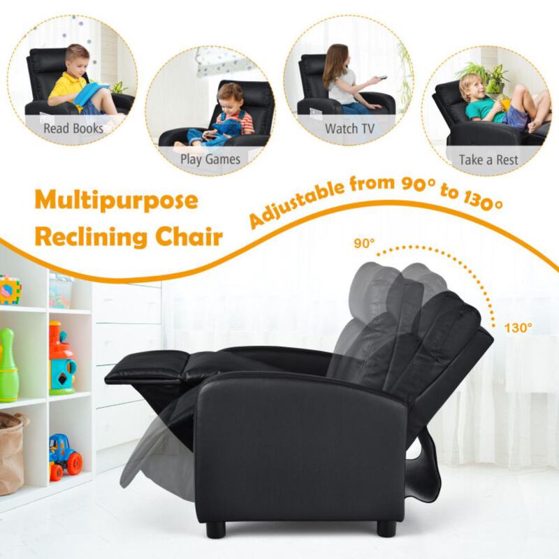 Hivvago Ergonomic PU Leather Kids Recliner Lounge Sofa for 3-12 Age Group