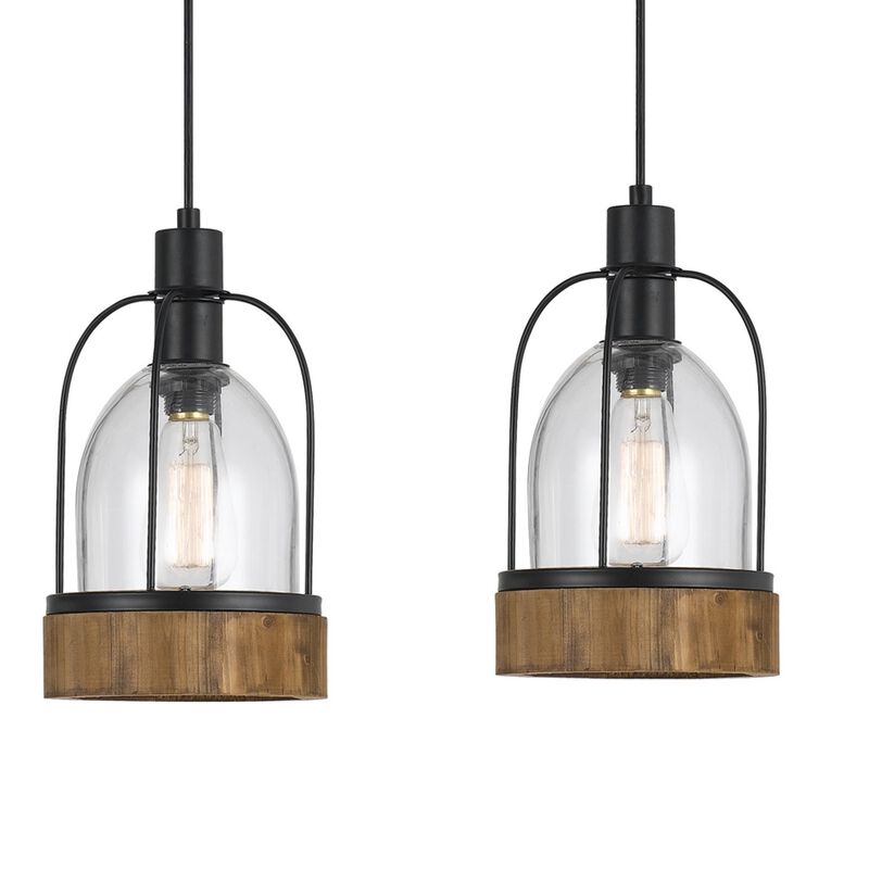 Metal Pendant Fixture with 4 Lantern Design Glass Shade