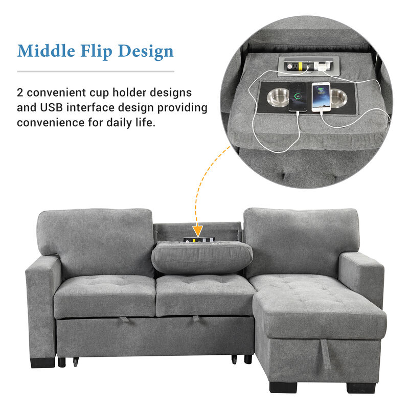 Merax Modern Chaise Lounge Sectional Sofa with Storage