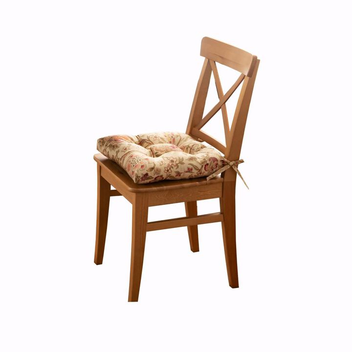 Ellis Cirtain Regency Jacobean Floral Soft Reversible Chair Polyester Fill Cushions Pad 15"x14" Antique