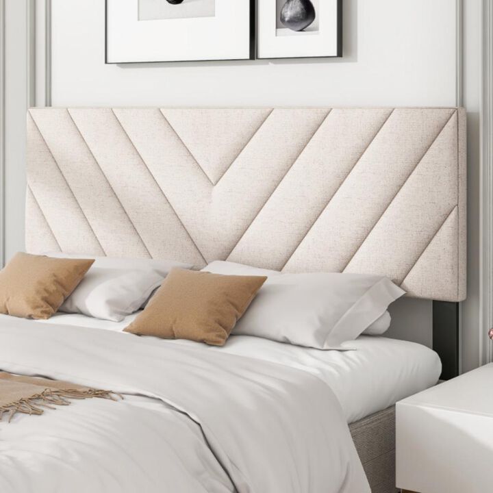 Hivvago Linen Upholstered Headboard for Full and Queen Size Bed Frames-Beige