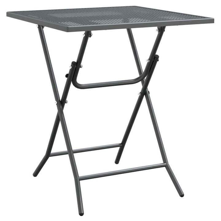 Zofi 3pc Outdoor Breakfast Table and Chairs Set, Folding, Dark Gray - Benzara