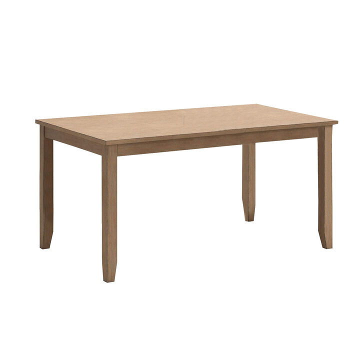 Sky Dining Set, Rectangular Table, 6 Polyester Upholstered Chairs, Brown - Benzara