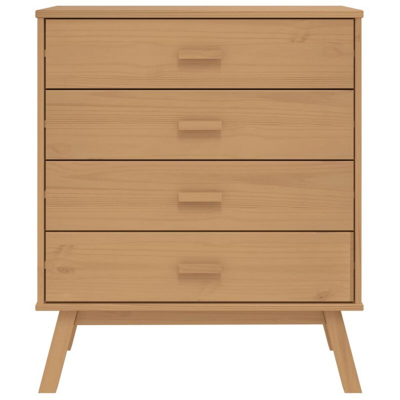 Tall Dresser Chest, 4 Drawers, Brown Solid Pine Wood Frame, 30 Inch - Benzara